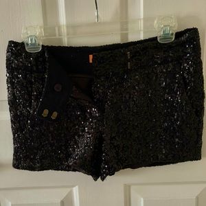 black sequin womens shorts